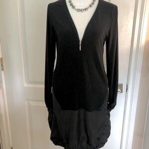 ANATOMIE black cocktai dress, with lots of zippers. Balloonish bottom Sz S